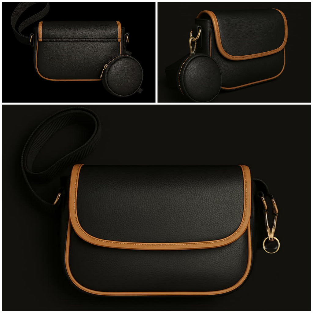 Crossbody Sling Bag – Contrast Trim & Mini Pouch