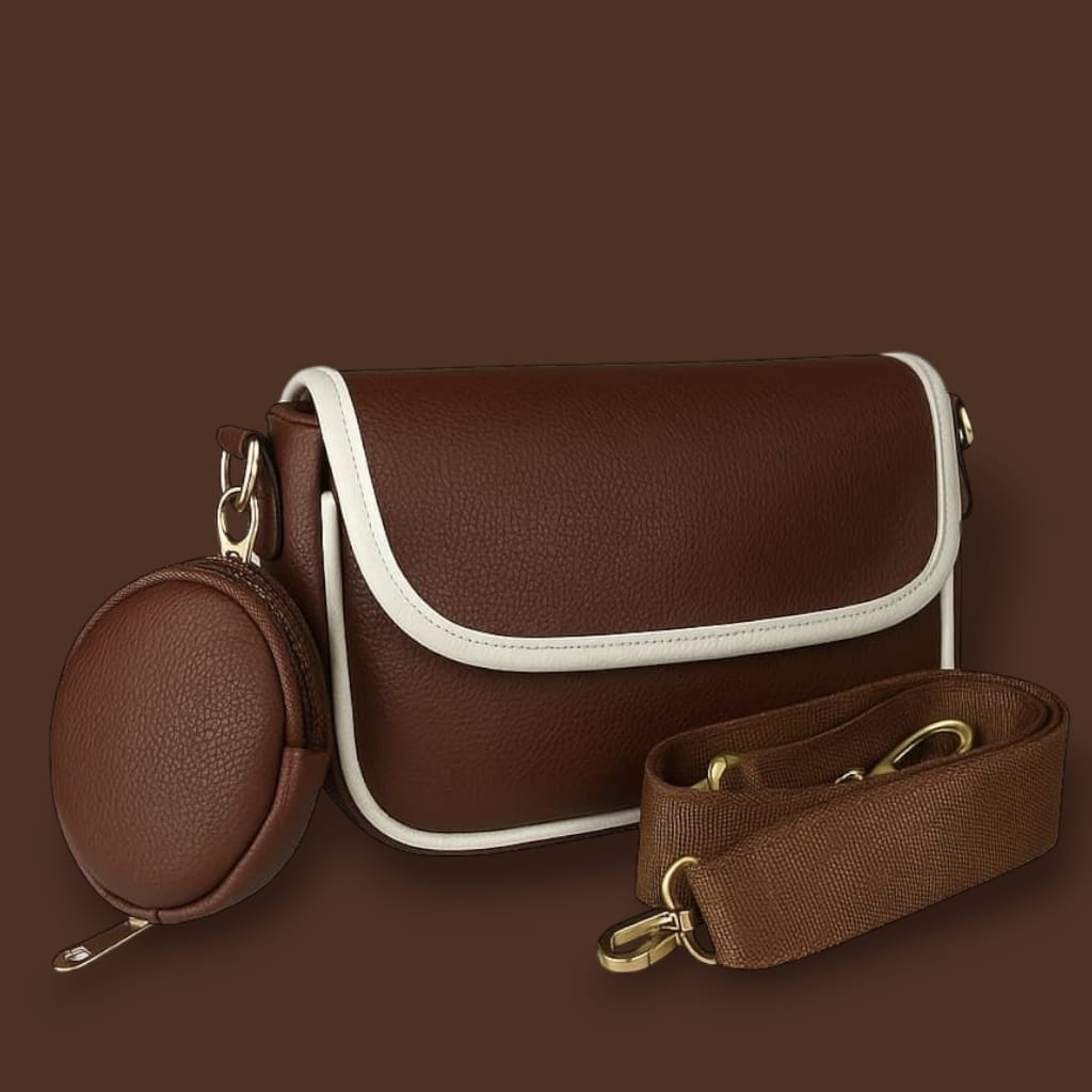 Crossbody Sling Bag – Contrast Trim & Mini Pouch