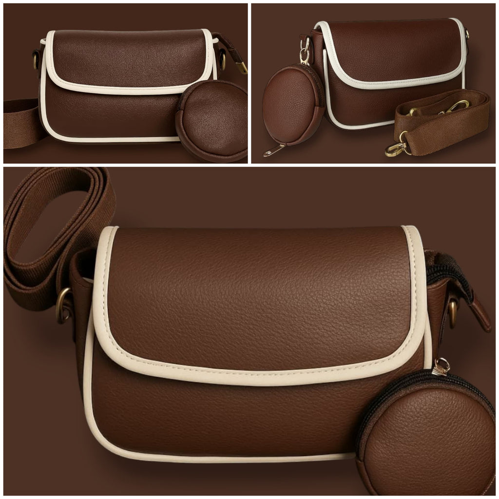 Crossbody Sling Bag – Contrast Trim & Mini Pouch