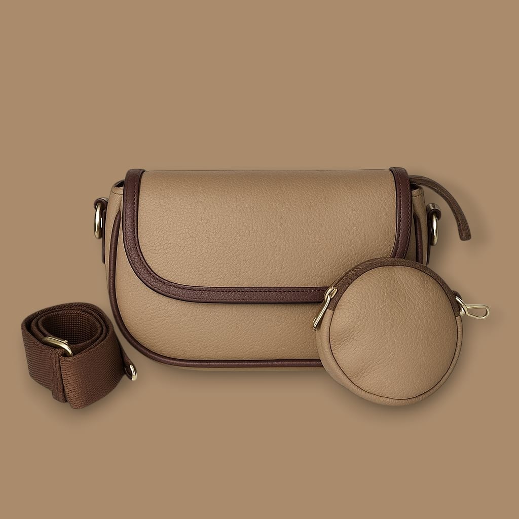 Crossbody Sling Bag – Contrast Trim & Mini Pouch