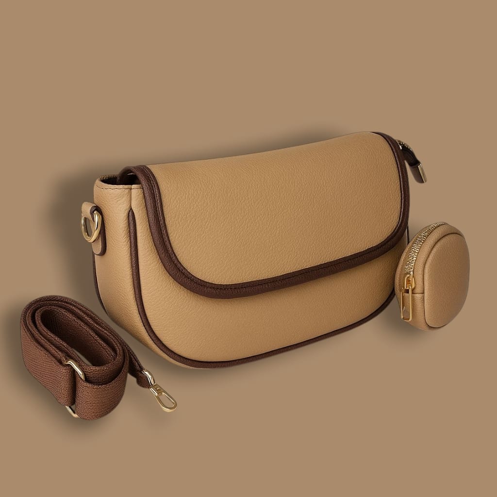 Crossbody Sling Bag – Contrast Trim & Mini Pouch