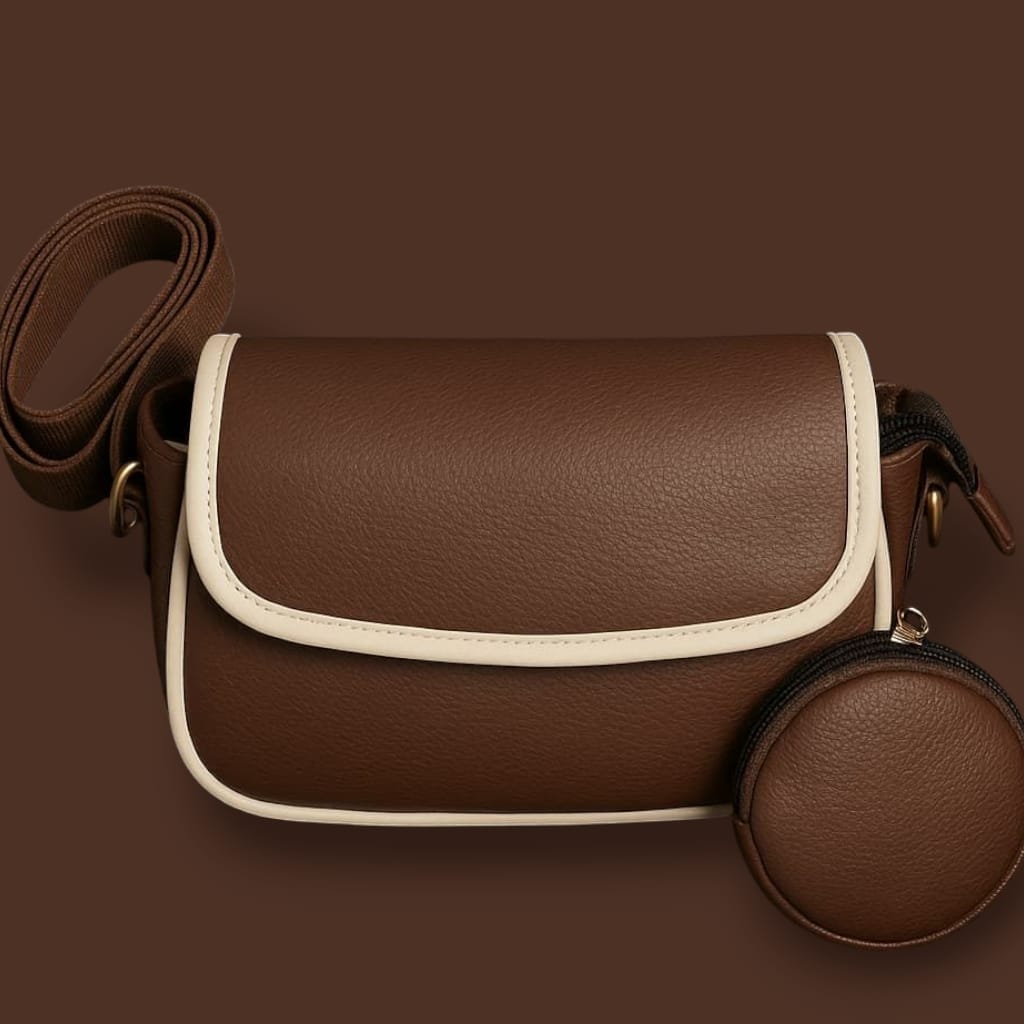 Crossbody Sling Bag – Contrast Trim & Mini Pouch