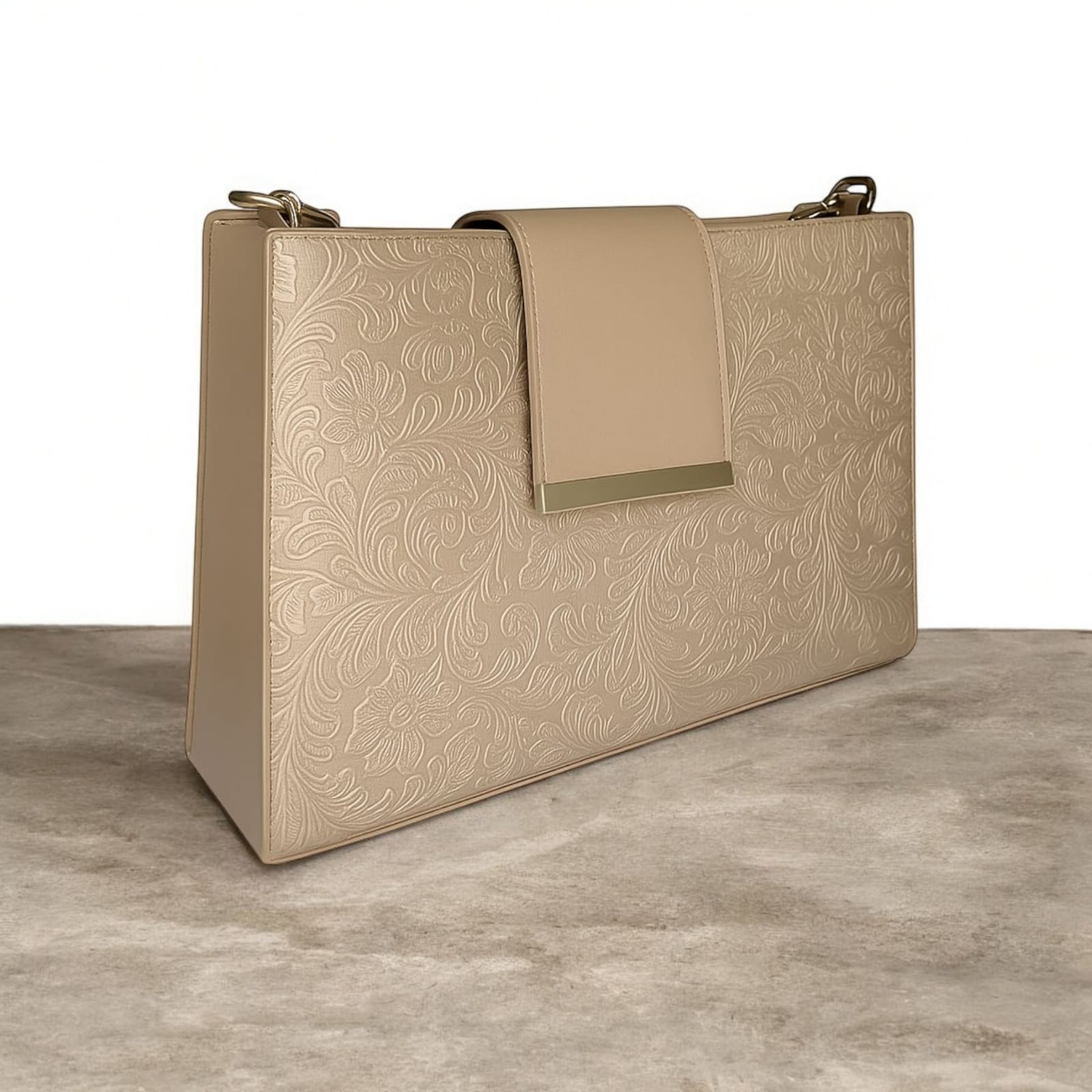 Embossed Evening Shoulder Bag – Textured Floral Finish