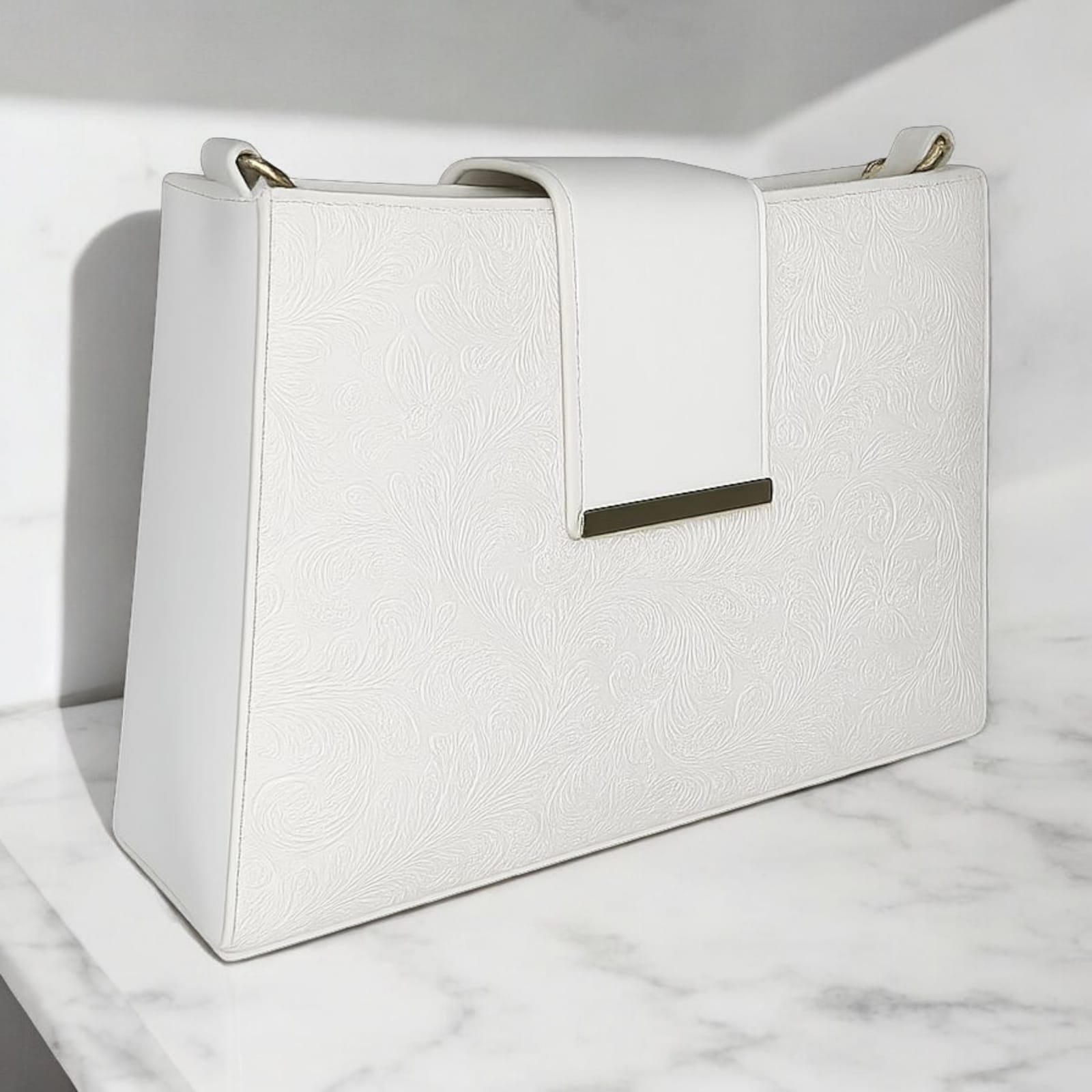 Embossed Evening Shoulder Bag – Textured Floral Finish