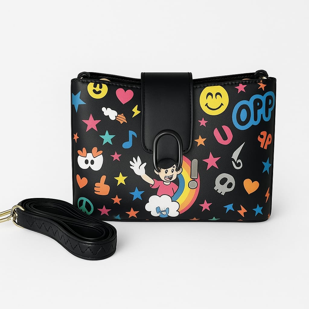 Emoji Print Shoulder Bag – Color Pop Edition