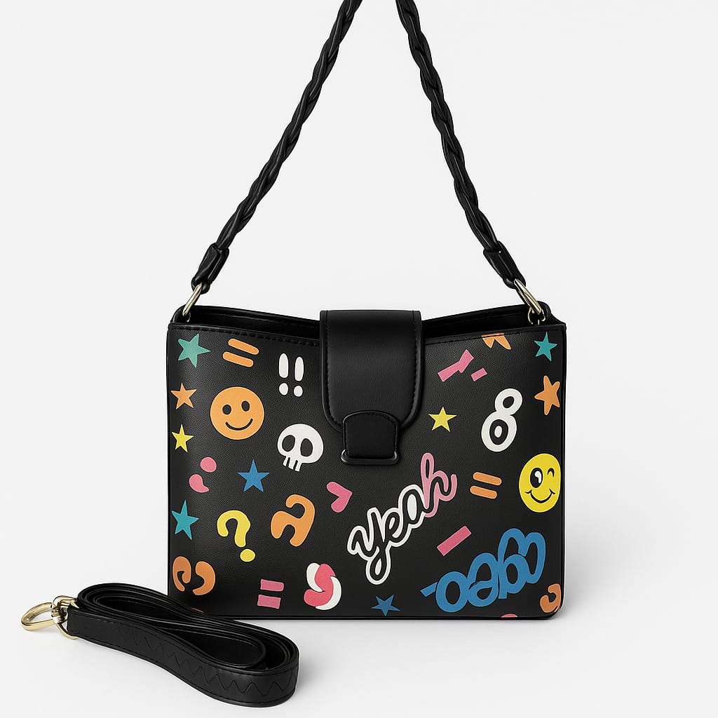 Emoji Print Shoulder Bag – Color Pop Edition