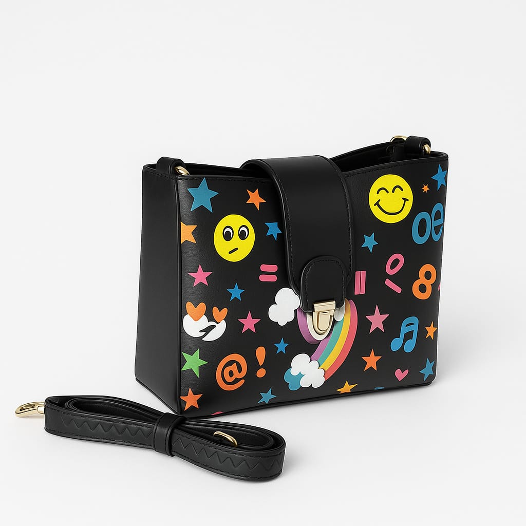 Emoji Print Shoulder Bag – Color Pop Edition