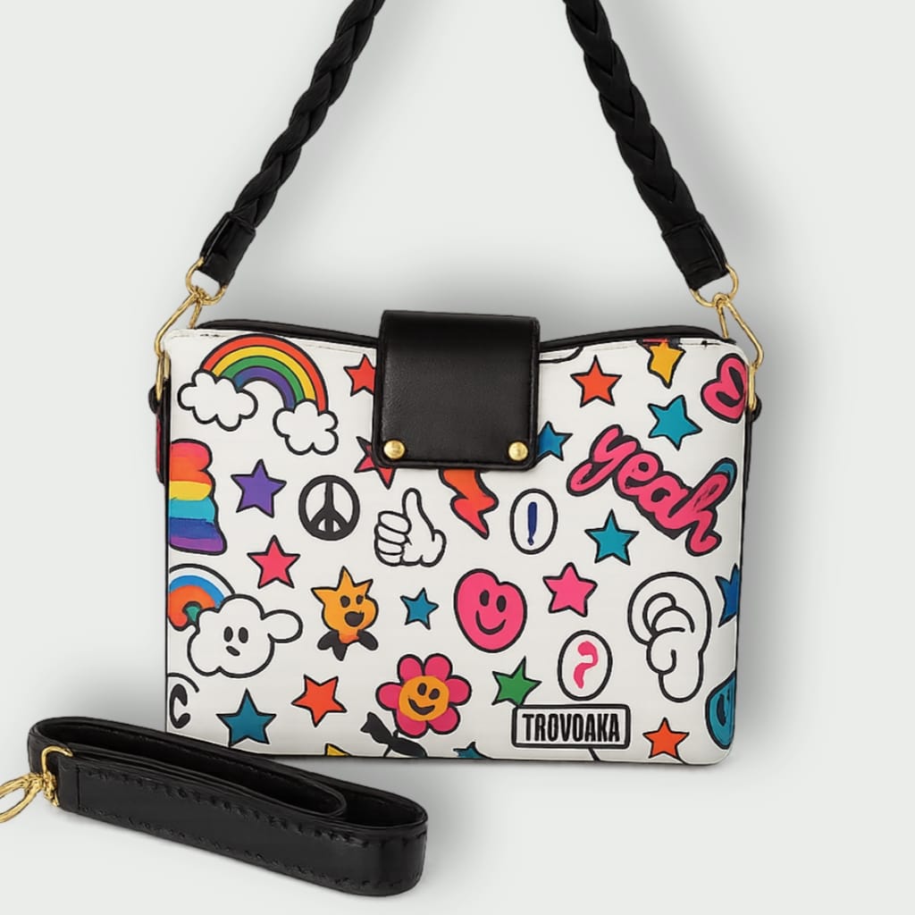 Emoji Print Shoulder Bag – Color Pop Edition