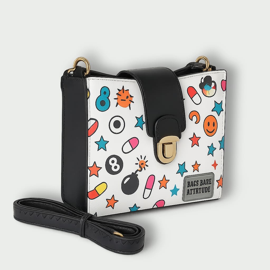 Emoji Print Shoulder Bag – Color Pop Edition