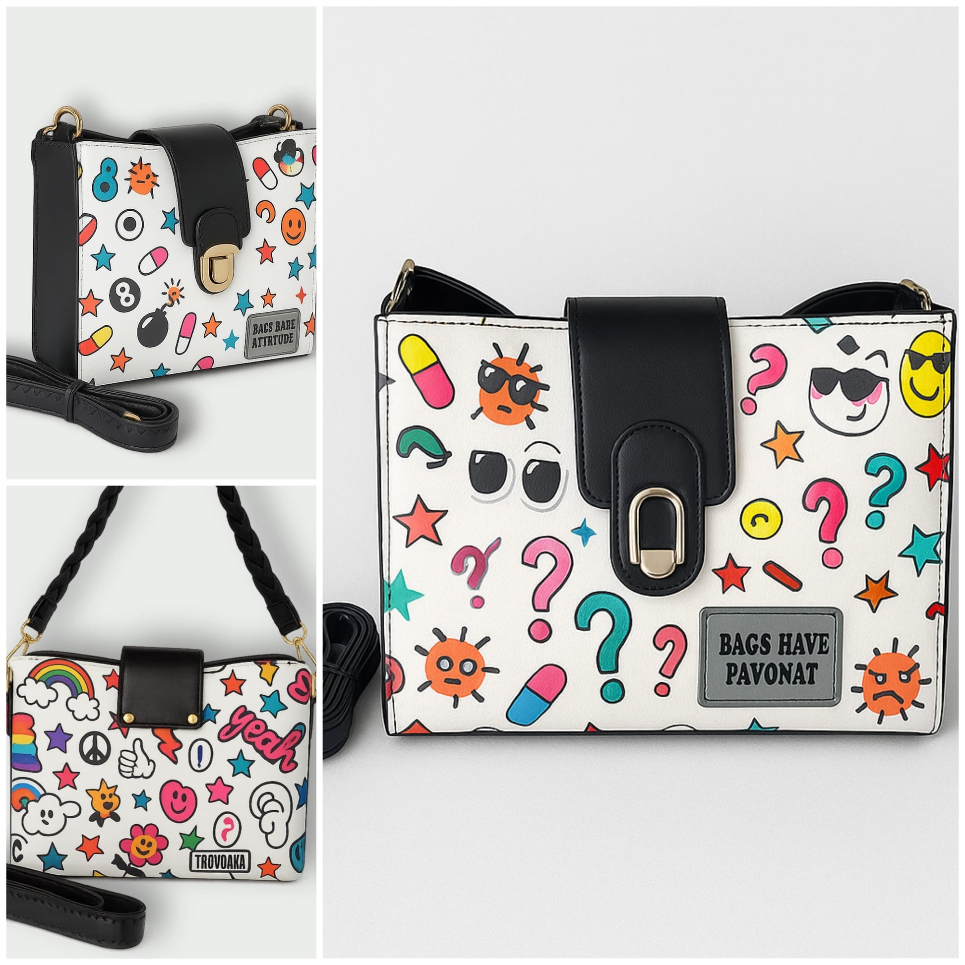 Emoji Print Shoulder Bag – Color Pop Edition
