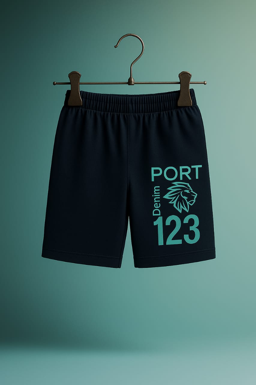 "Boys Sporty Co-ord Set – Graphic PORT Print T-Shirt & Shorts | Speedrace Theme"