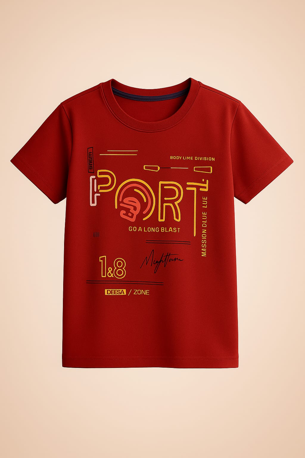 "Boys Sporty Co-ord Set – Graphic PORT Print T-Shirt & Shorts | Speedrace Theme"