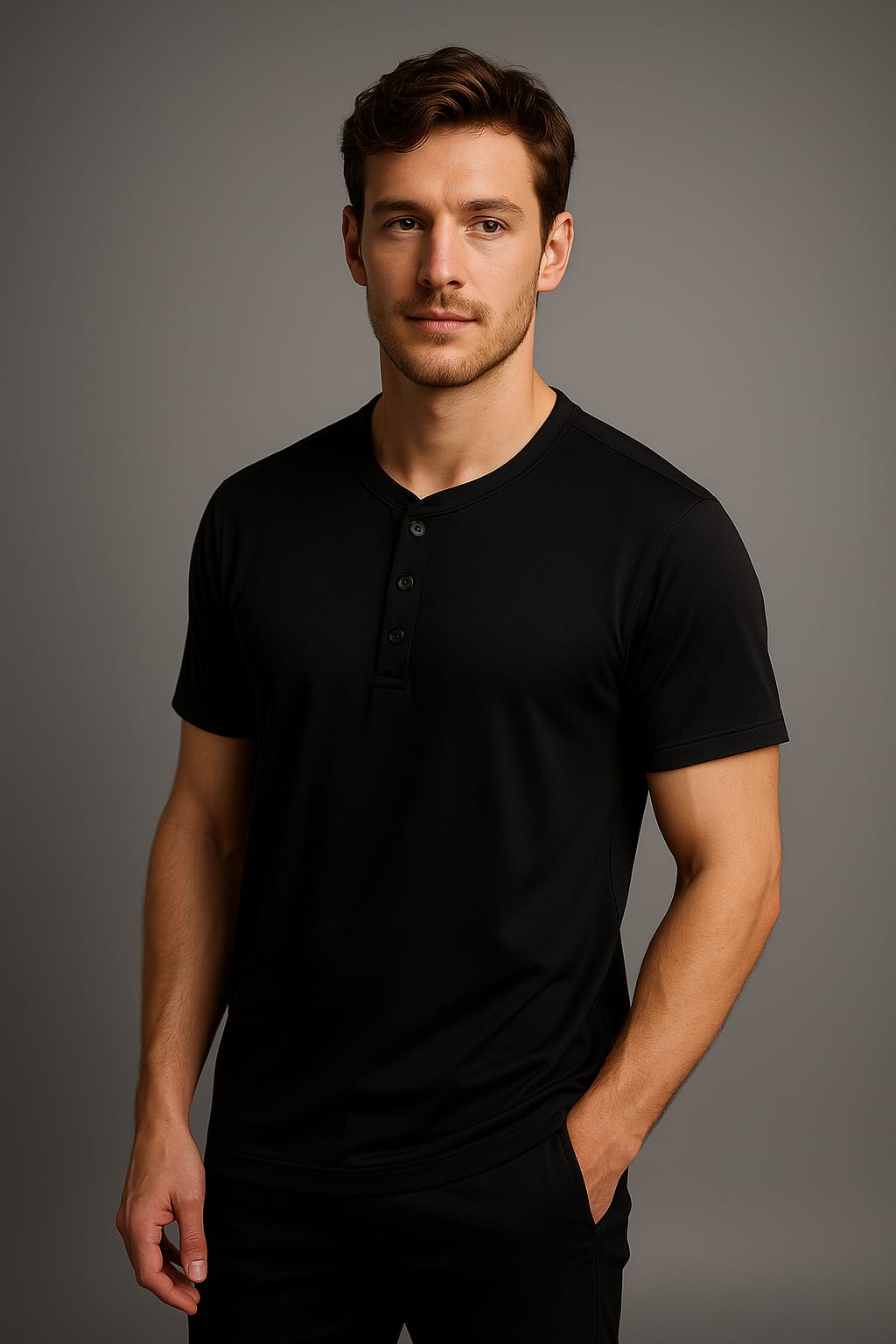 Men’s Button-Up Crew T-Shirts – Bold Casual Fit