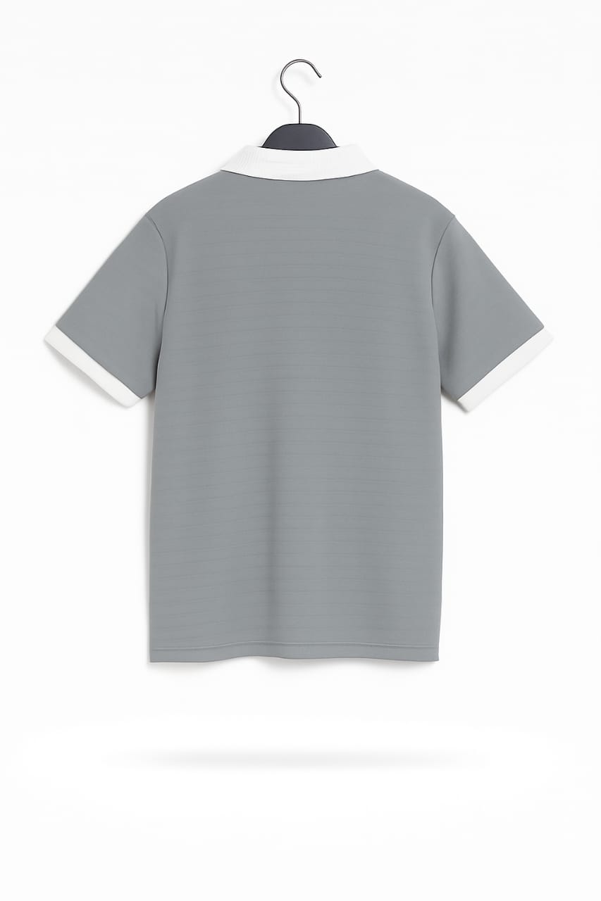 Men’s Navy Zip Polo T-Shirt with Contrast Collar – Casual Smartwear