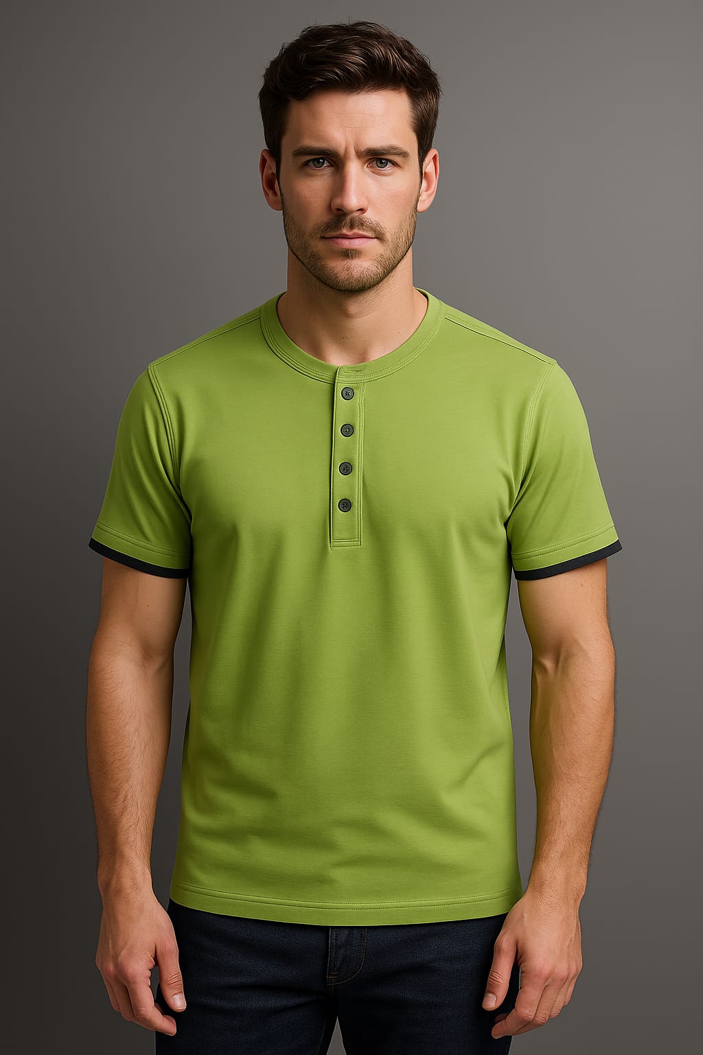 Men’s Button-Up Crew T-Shirts – Bold Casual Fit