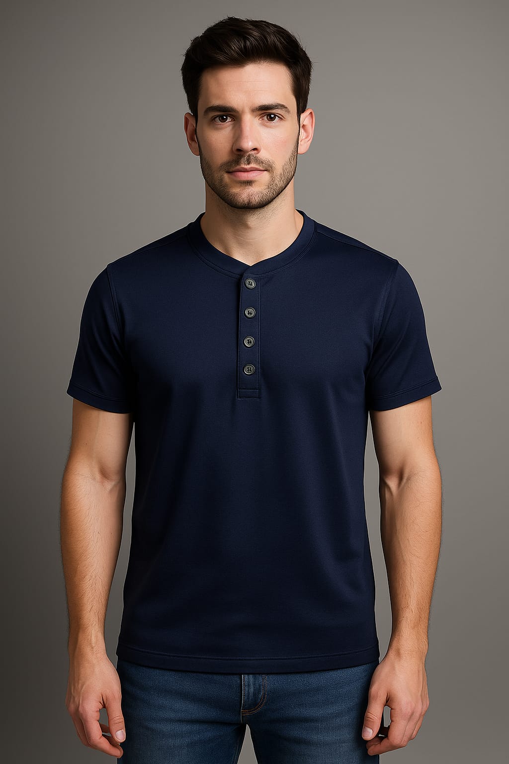 Men’s Button-Up Crew T-Shirts – Bold Casual Fit