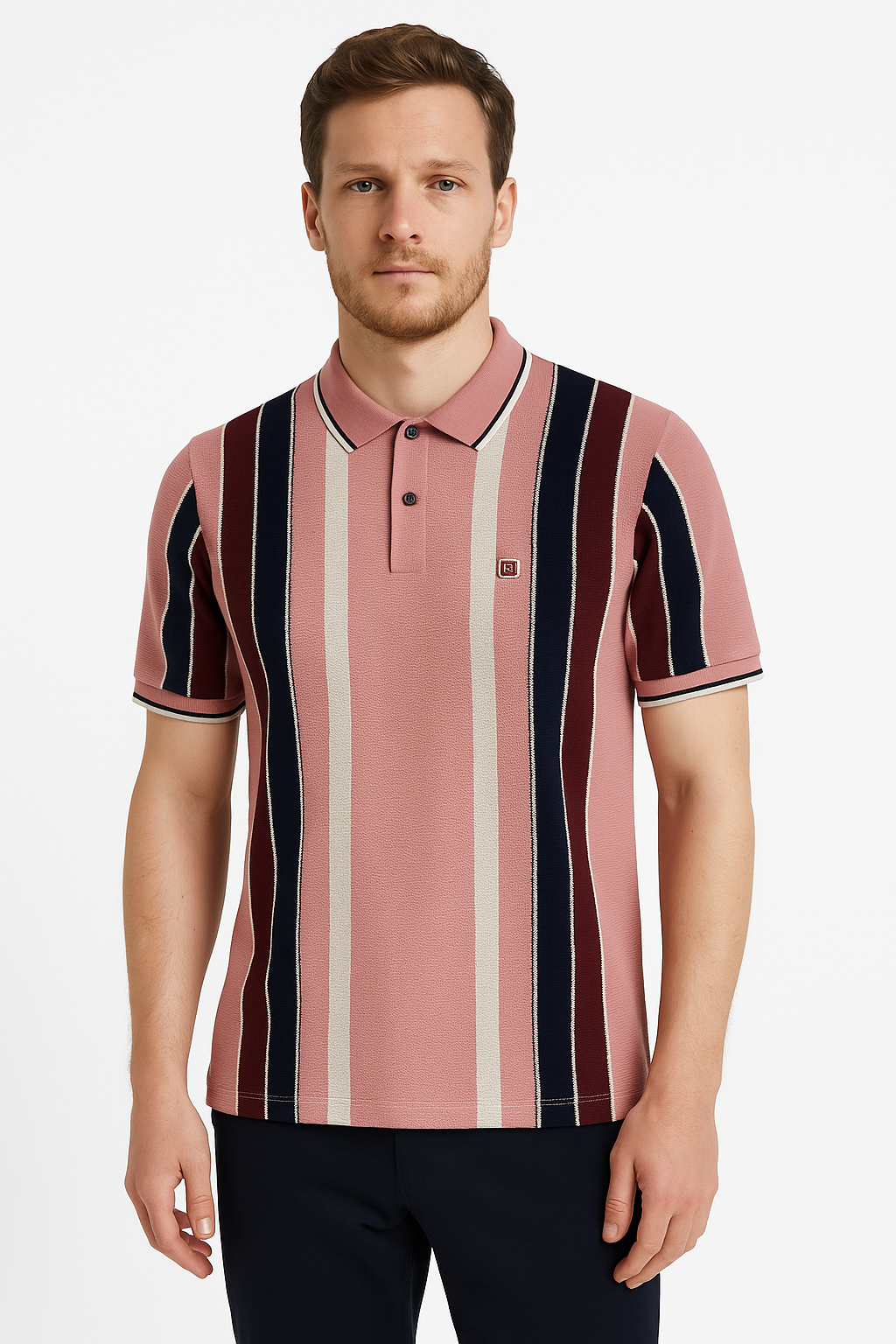 Vintage-Inspired Polo for Men – Contrast Stripe Detailing