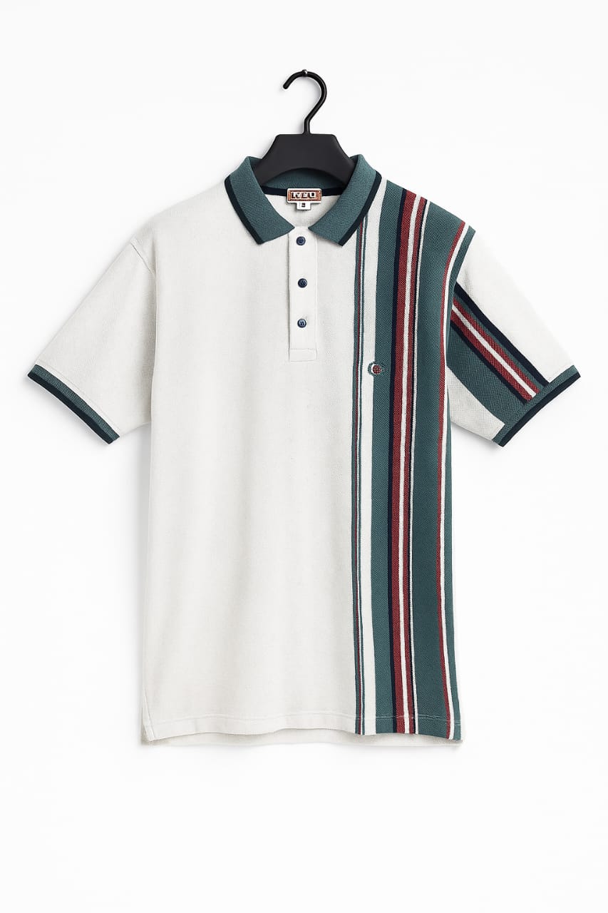Vintage-Inspired Polo for Men – Contrast Stripe Detailing
