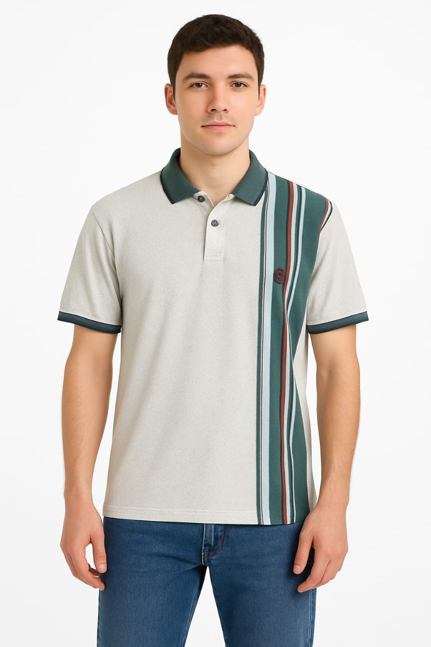 Vintage-Inspired Polo for Men – Contrast Stripe Detailing