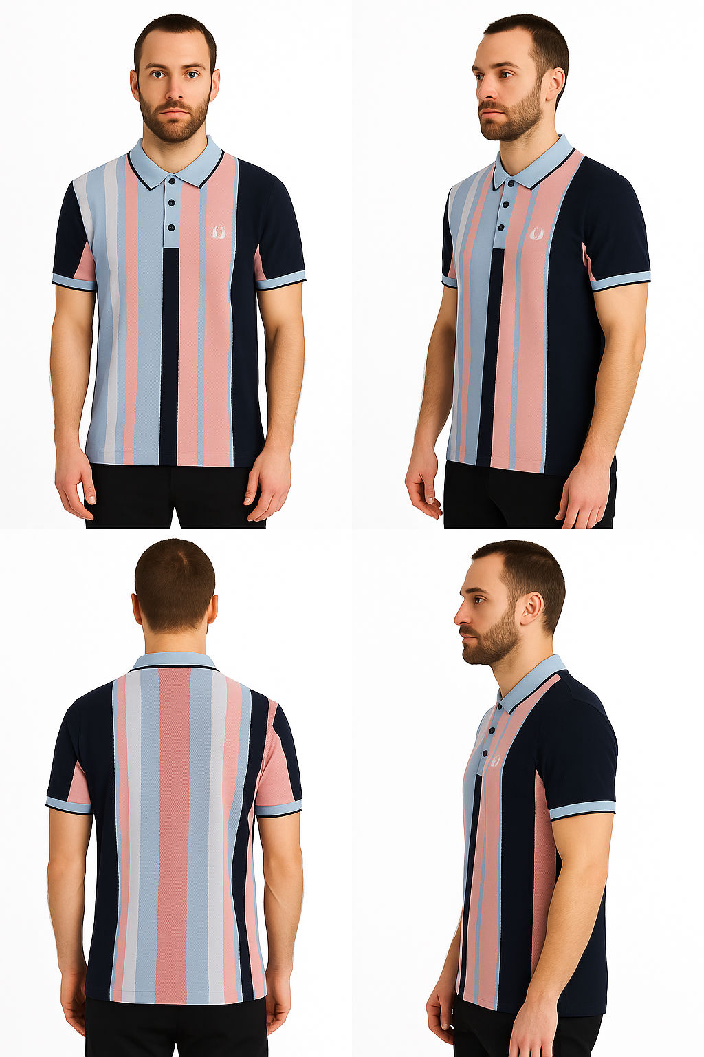 Vintage-Inspired Polo for Men – Contrast Stripe Detailing