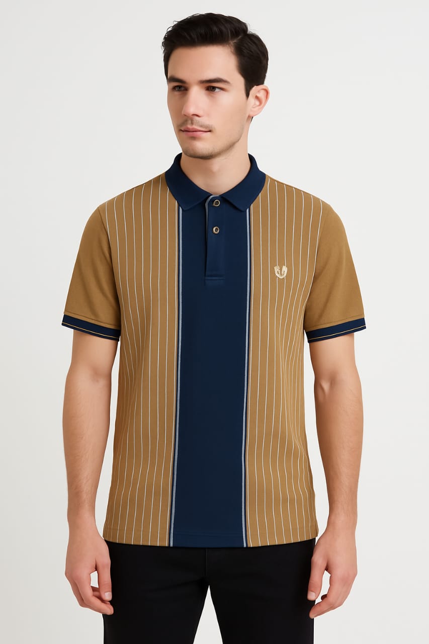 Vintage-Inspired Polo for Men – Contrast Stripe Detailing