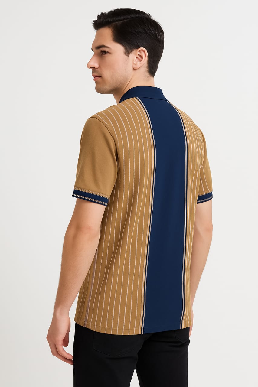 Vintage-Inspired Polo for Men – Contrast Stripe Detailing