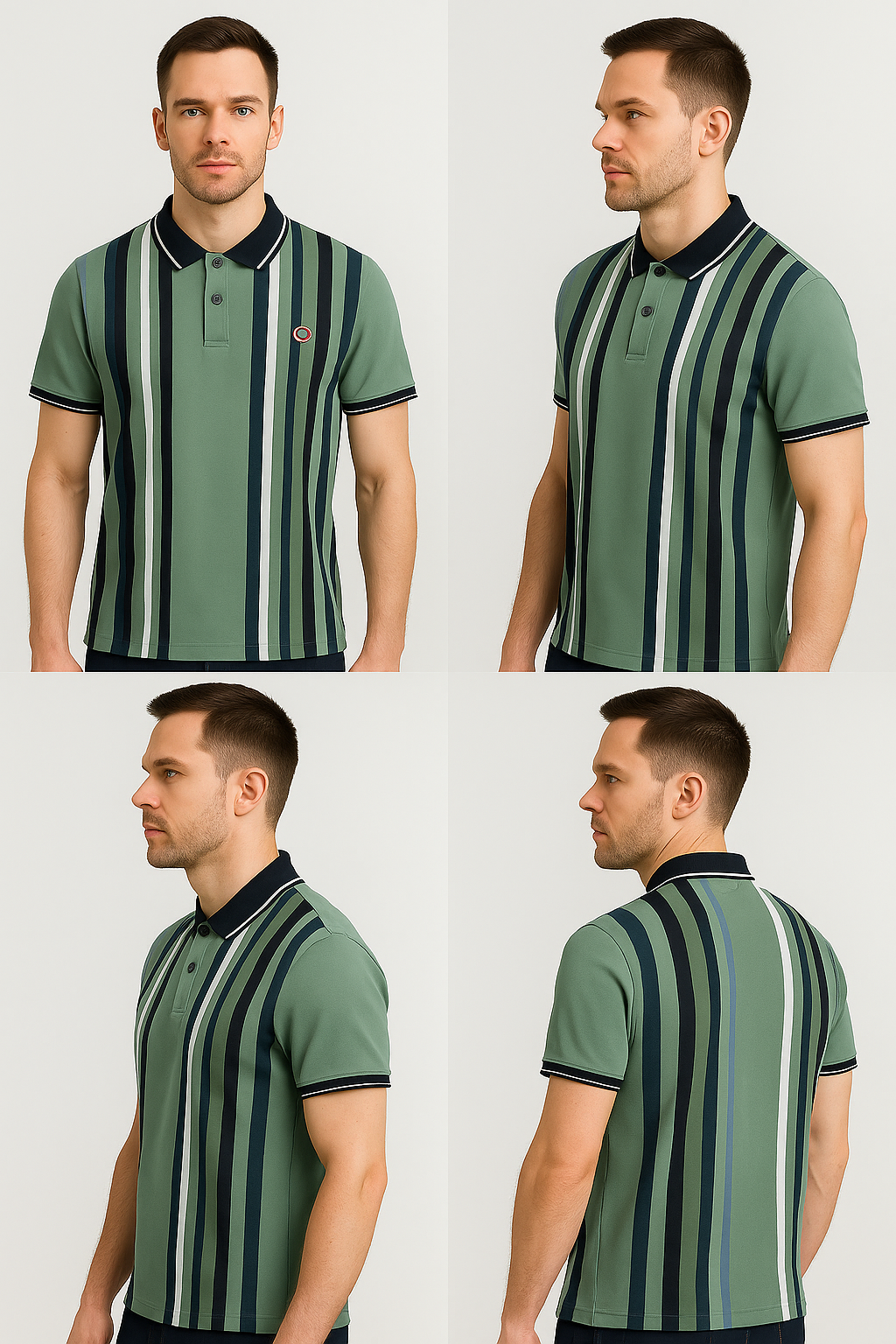 Vintage-Inspired Polo for Men – Contrast Stripe Detailing