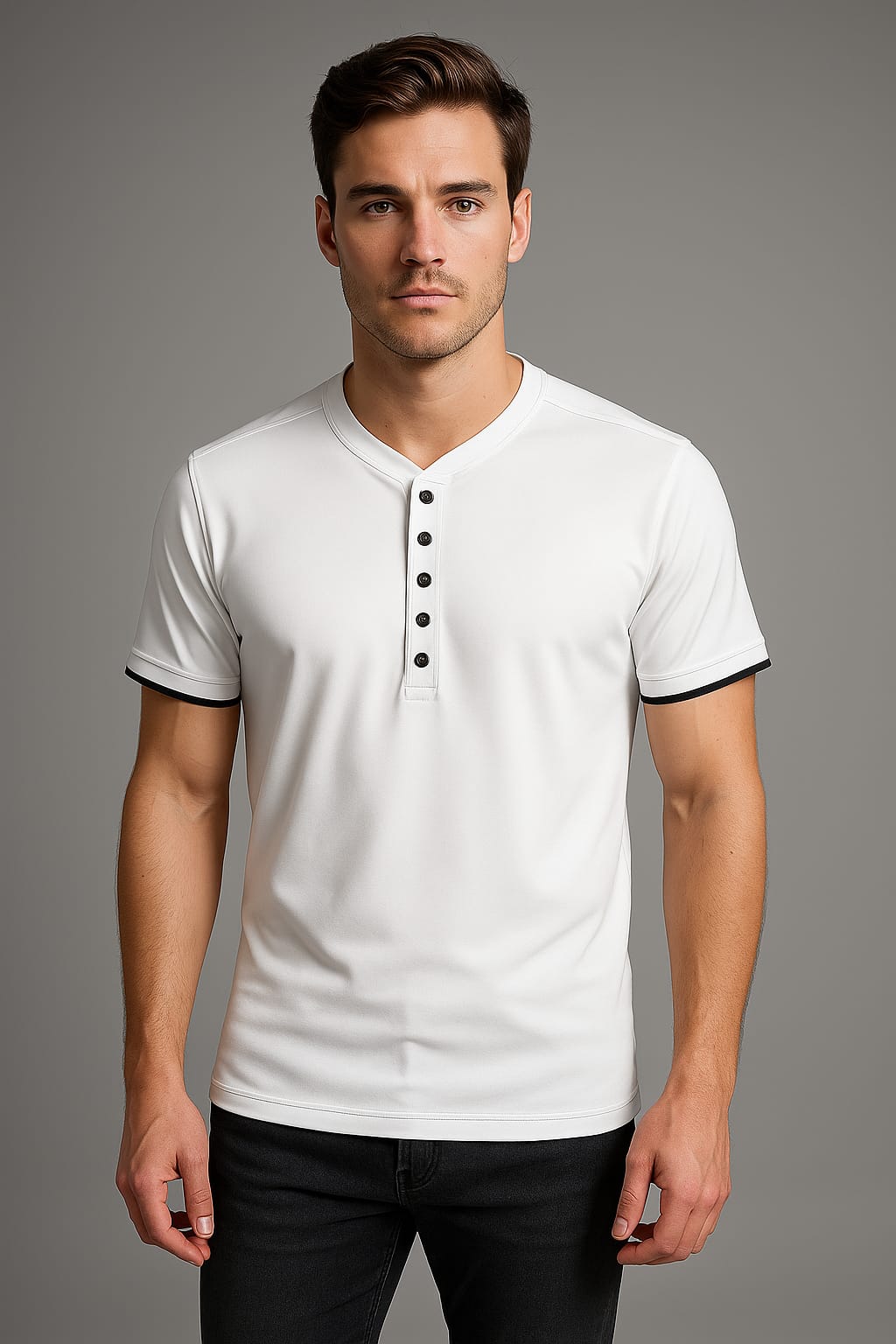 Men’s Button-Up Crew T-Shirts – Bold Casual Fit