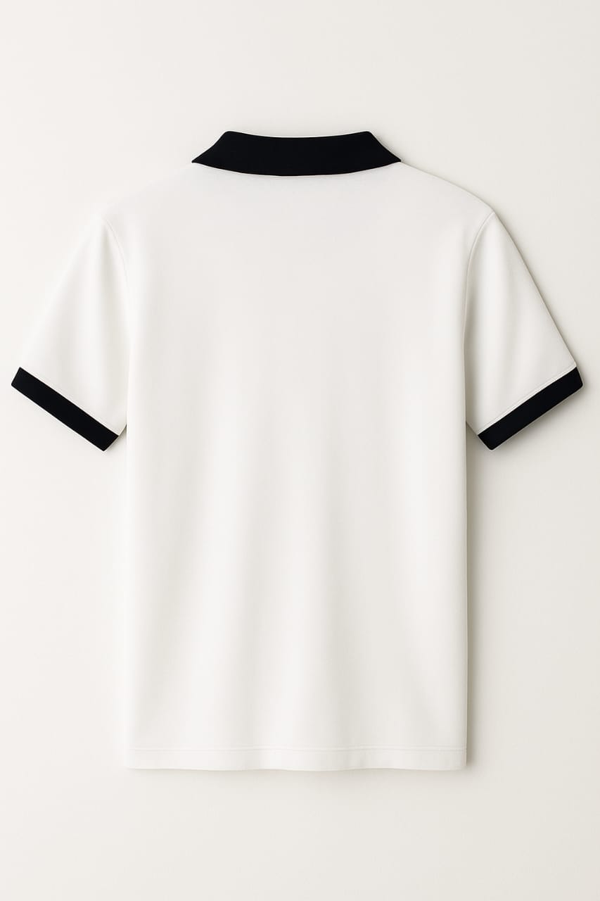 Men’s Navy Zip Polo T-Shirt with Contrast Collar – Casual Smartwear