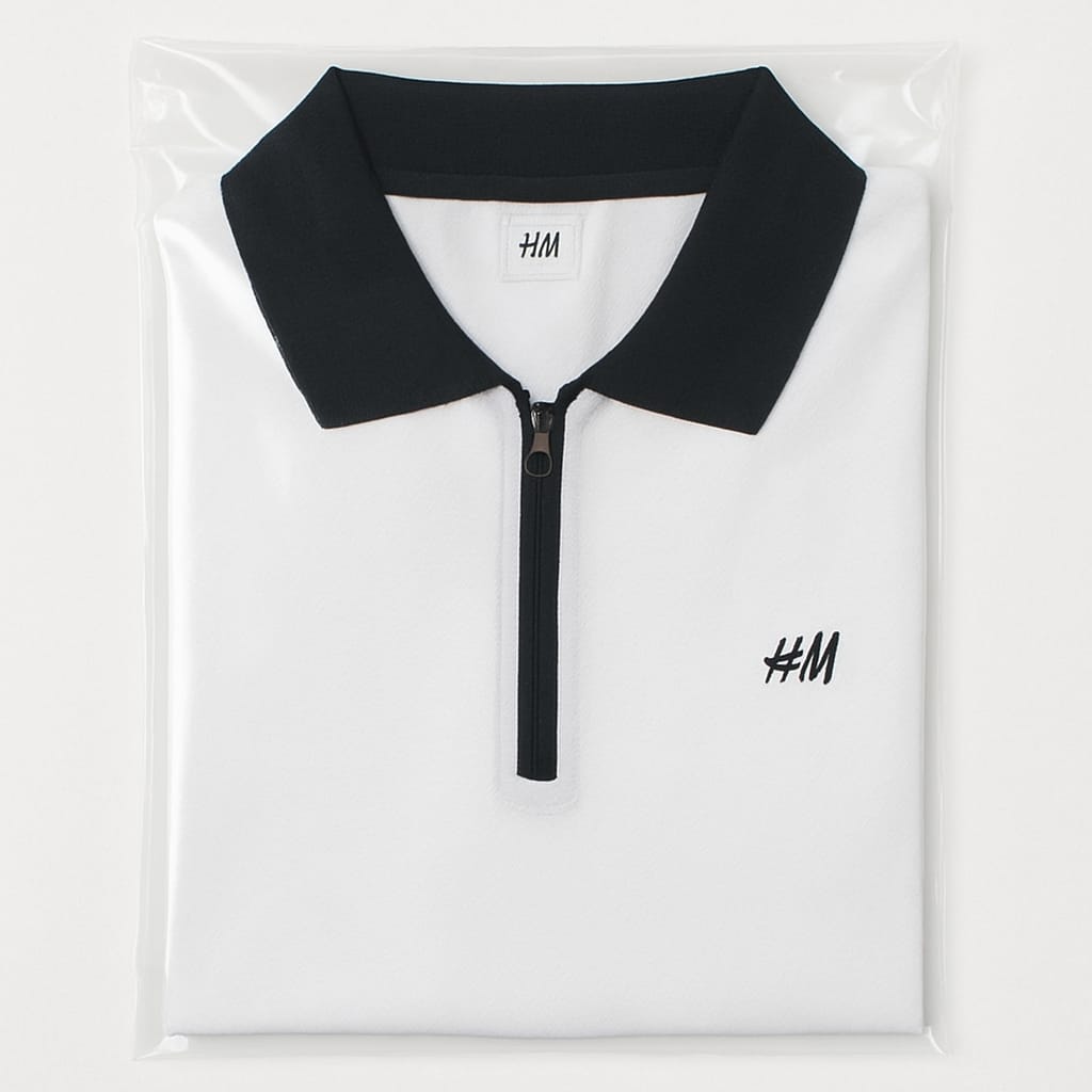 Men’s Navy Zip Polo T-Shirt with Contrast Collar – Casual Smartwear