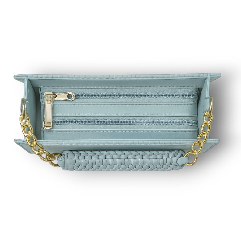 "Valentino Garavani Locò Shoulder Bag in Black with Gold-Tone Chain and Logo"